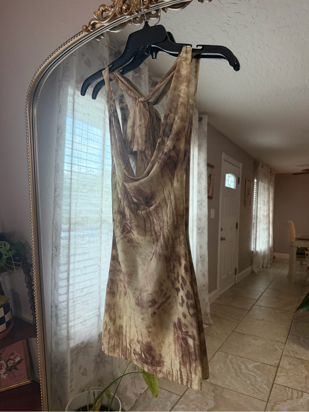 Women’s Brown Tie-Dye Sleeveless Dress
